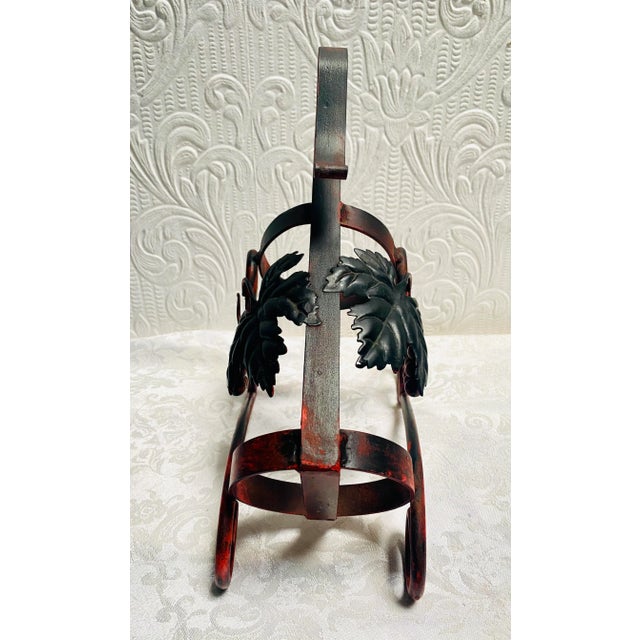 Vintage Mid Century Iron Grapes and Leaves Wine Bottle Holder For Sale - Image 6 of 7