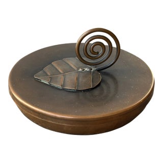 Vintage Modernist Sculptural Hand Wrought Copper Vessel With Spiral + Leaf Detail by Frank Rebajes, Circa 1940s-50s For Sale