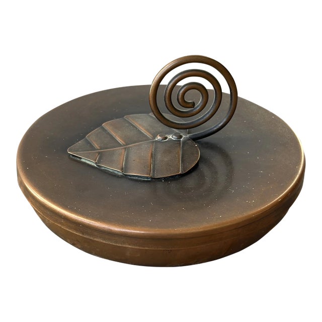 Vintage Modernist Sculptural Hand Wrought Copper Vessel With Spiral + Leaf Detail by Frank Rebajes, Circa 1940s-50s For Sale