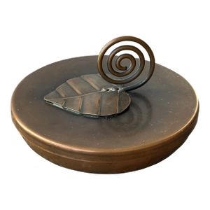 Vintage Modernist Sculptural Hand Wrought Copper Vessel With Spiral + Leaf Detail by Frank Rebajes, Circa 1940s-50s