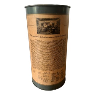 Mid 20th Century Declaration of the 13 United States of America Metal Wastebasket / Umbrella Stand For Sale