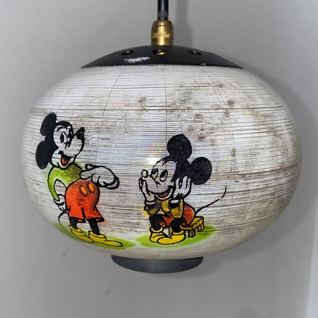 Metal Ceiling Light with Walt Disney Motifs of Minnie and Mickey, 1950s For Sale - Image 7 of 15