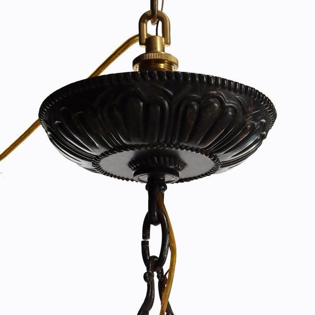 French Vintage French Louis XIV Style Figural Cherub Gilt & Ebonized Chandelier C1940 For Sale - Image 3 of 18