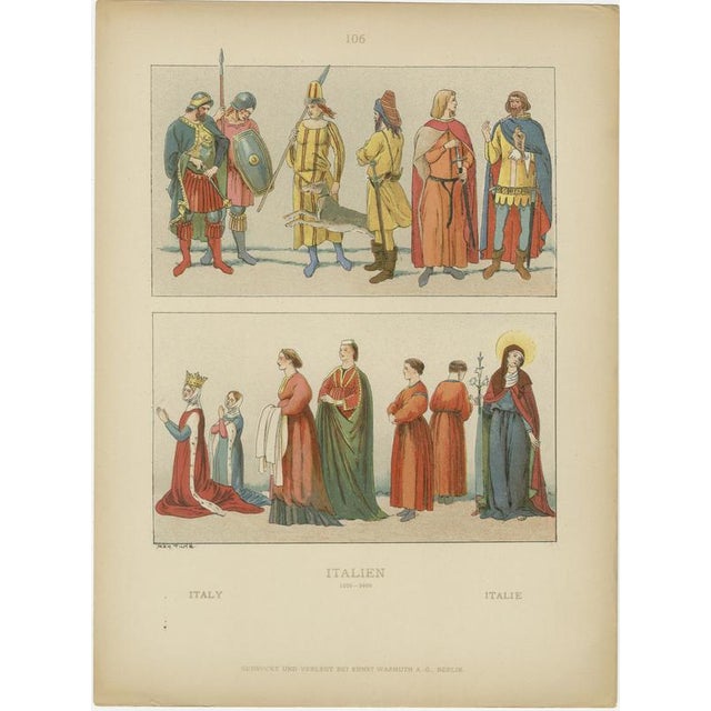 Italy 10th–16th Century, Set of Eight Antique Hand-Colored Costume Prints This impressive set of eight hand-colored...