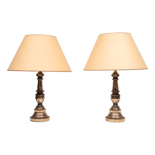 Hollywood Regency Brass Table Lamps, 1970s, Set of 2 For Sale