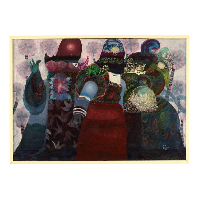Simonetta Carpini, Masked Figures, 1980, Mixed Media For Sale