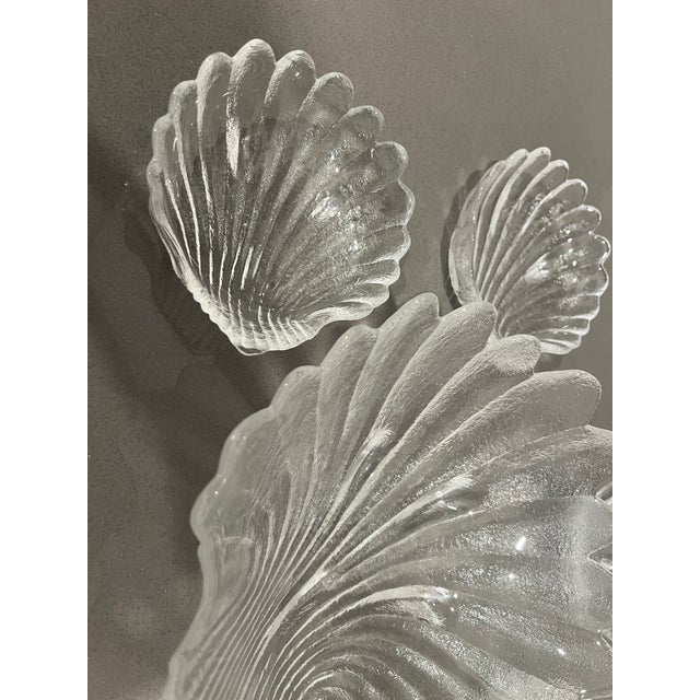 Beautiful shell shaped set of 4 lead crystal bowls and a serving bowl from Riedel. Still in great condition with no chips...