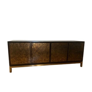 Mid 20th Century John Widdicomb Acid-Washed Bronze Four-Door Credenza With Brass Base For Sale