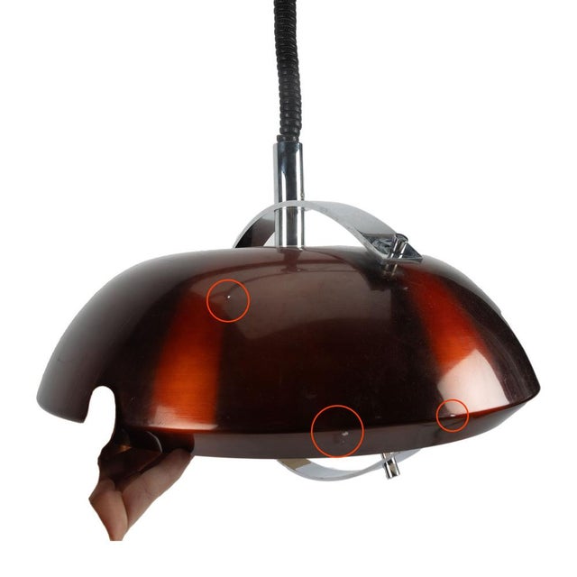 Red Metallic and Chrome Pendant Lamp, 1970s For Sale - Image 6 of 8