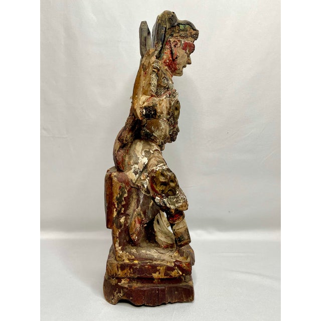 Chinese Ming Dynasty Carved Guandi Figure For Sale - Image 3 of 7