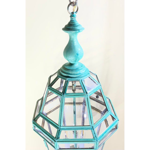 Vintage Solid Brass French Style – Verdigris – Hexagonal Chandelier -31”h X 12”w For Sale - Image 15 of 17