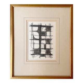 Contemporary Black and White Charcoal Framed Drawing For Sale