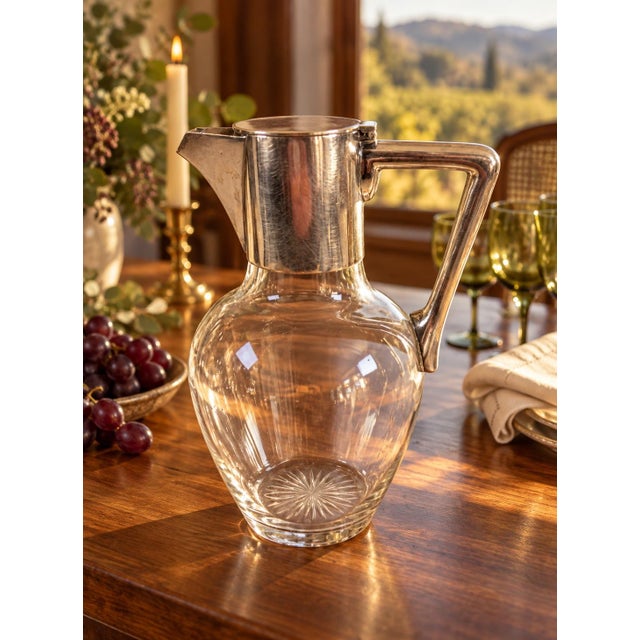 Metal Vintage Glass Wine Decanter With j.g.&s. Silver-Plate Mount For Sale - Image 7 of 7