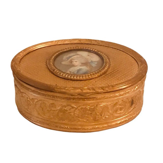French Late 19th Century Antique French Bronze Dore Portrait Box For Sale - Image 3 of 7