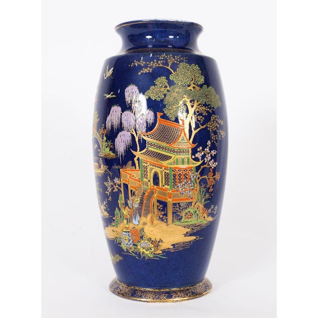 A superb antique Pair of Art Deco Wiltshaw & Robinson Carlton Ware Cobalt Blue enamelled and gilded vases, circa 1920 in...