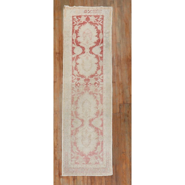 Red Early 20th Century Zabihi Collection Turkish Oushak Runner - 2'8" x 9'5" For Sale - Image 8 of 8