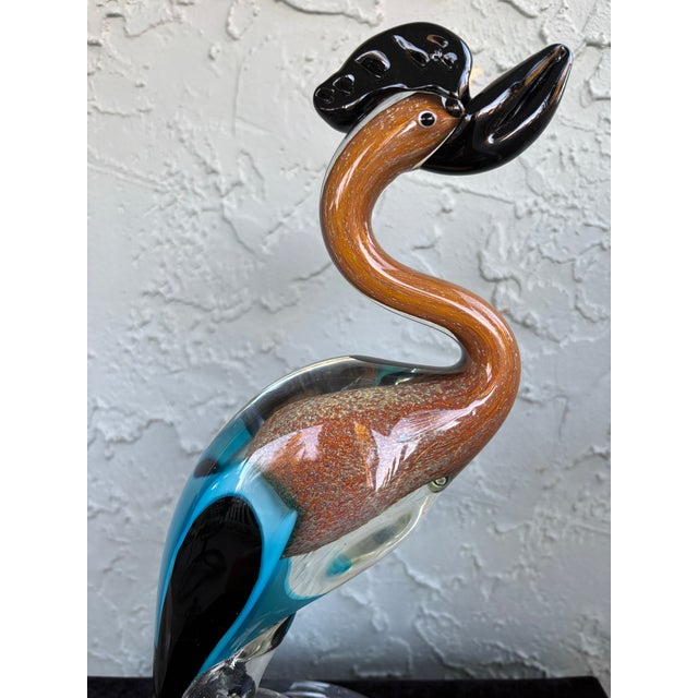 Vintage Murano Sommerso & Aventurine Art Glass Bird Sculpture, Italy, C. 1970s For Sale - Image 9 of 11
