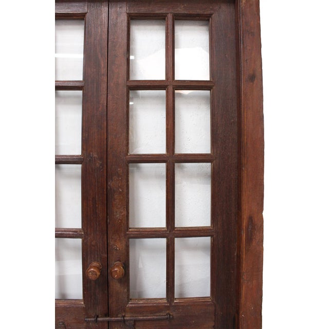 Mid-Century Modern 16 Pane Wood Door With Wooden Knob For Sale - Image 3 of 10