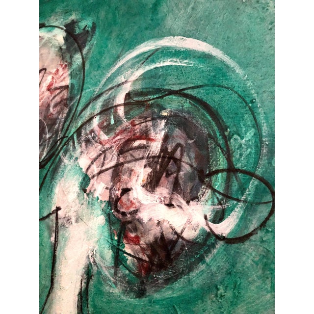 Forest Green 1995 Matthew Carone Abstract Expressionist Gestural Figurative Oil Painting, Framed For Sale - Image 8 of 11