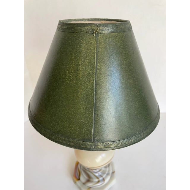 1920s Art Deco Agate Swirl Art Glass Petite Task Desk Lamp For Sale - Image 5 of 12