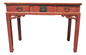 Red Lacquered Side Table or Desk, 1900s