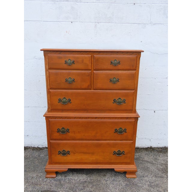 Wood Ethan Allen Solid Maple Tall Chest of Drawers 6323a For Sale - Image 7 of 17