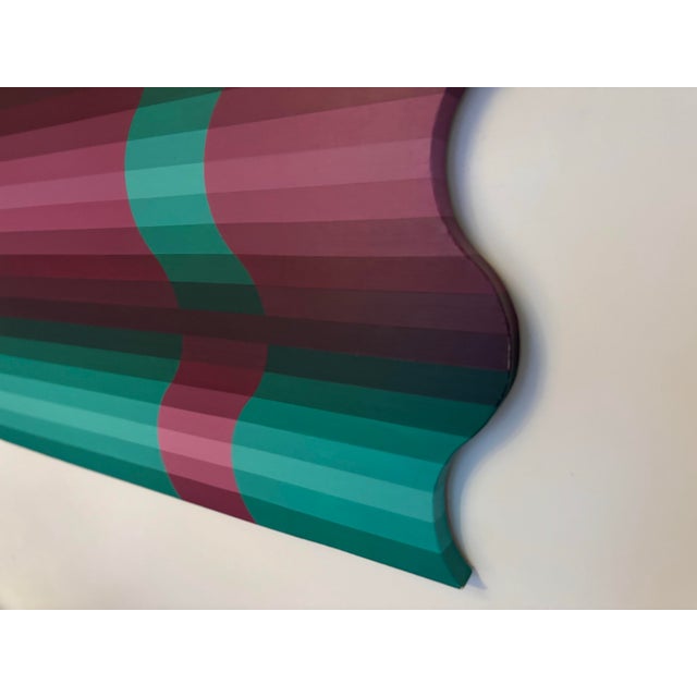 1970s Vintage 1977 Undulating Pop Op Art Painting, Acrylic on Canvas For Sale - Image 5 of 9