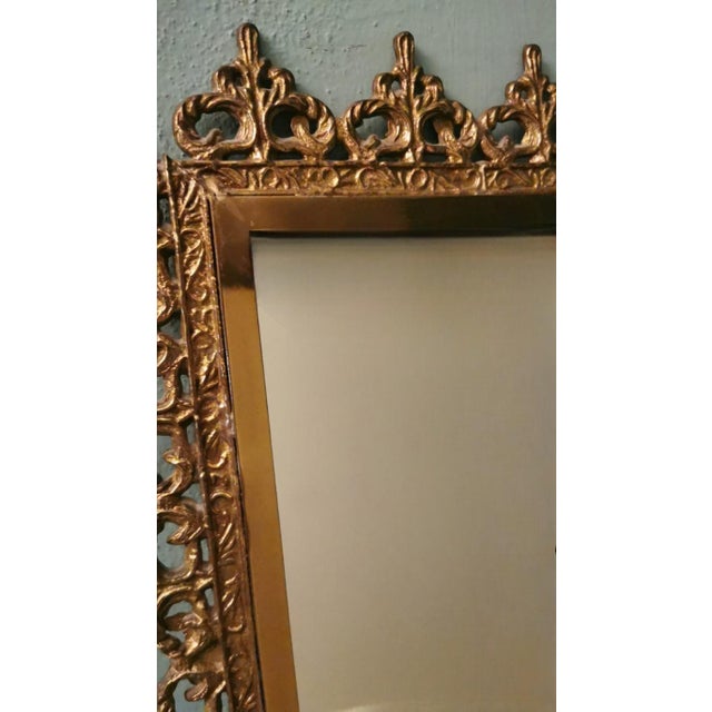 1950s Italian Rococo Style Mirror With Gilded Brass Border For Sale - Image 9 of 12