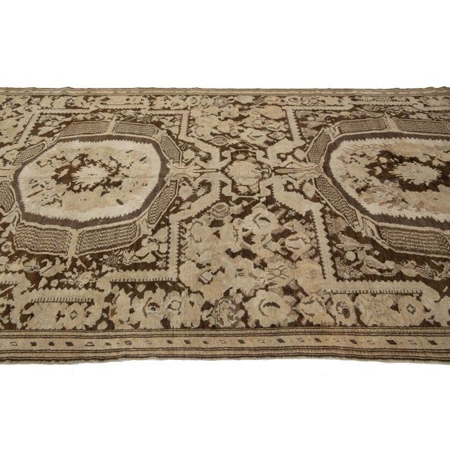 Antique Karabaugh Handmade Designed Wool Runner in Brown For Sale - Image 4 of 10