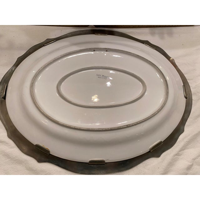 1980s Arte Italica Pewter and Ceramic Serving Platter For Sale In New York - Image 6 of 10