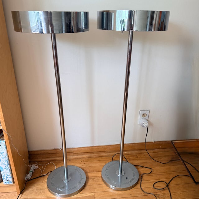 1960s Chrome Floor Lamps - a Pair For Sale - Image 10 of 12
