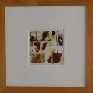 "Tectonic V" Contemporary Abstract Mixed-Media Drawing by Caro Woods, Framed
