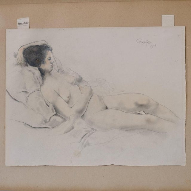 Paper Armand Rassenfosse, Female Nude, Pencil on Paper, 1928 For Sale - Image 7 of 15
