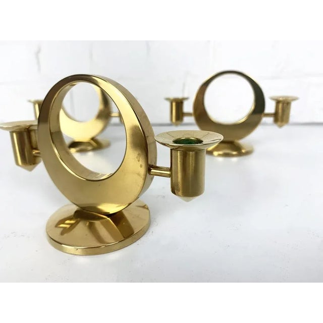 Mid-Century Scandinavian Candelabras in Brass by Arthur Pe, Kolbäck, Sweden, Set of 3 For Sale - Image 9 of 13