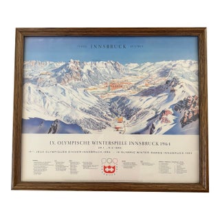 1964 Innsbruck Austria Winter Olympics Poster Heinrich Berann Panorama Map For Sale