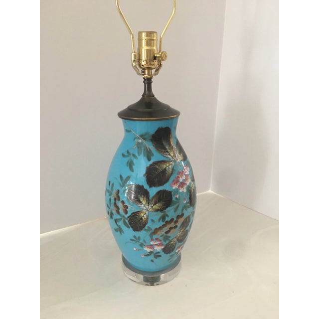 Contemporary Bristol Glass Lamp on Lucite Base Table Lamp For Sale - Image 3 of 12