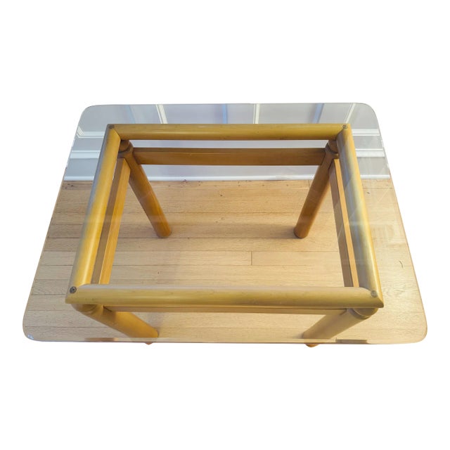 Ethan Allen Contemporary Glass Side Table For Sale