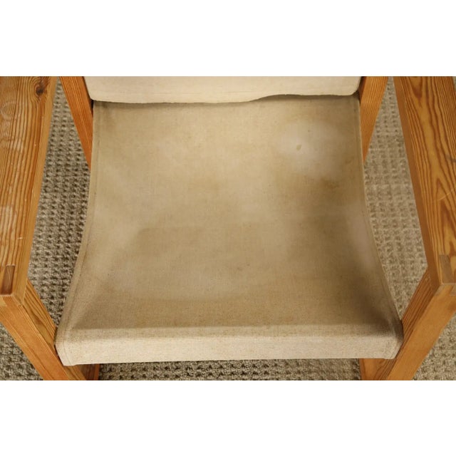 Textile Minimalist Safari Sling Lounge Chair in Natural Canvas and Solid Wood, C 1970s For Sale - Image 7 of 16