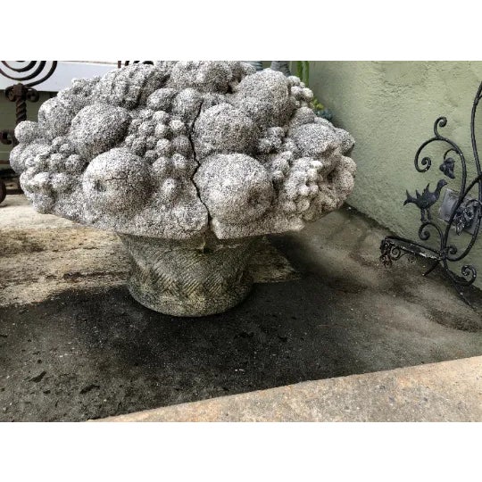 Monumental Stone Fruit & Flower Baskets - Pair For Sale - Image 10 of 12