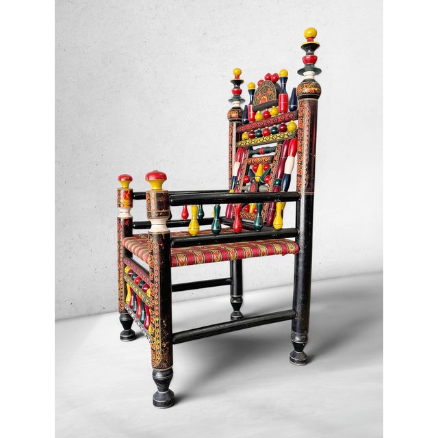 1970s Vintage Pakistani Ceremonial / Punjabi Wedding Chair For Sale - Image 5 of 9