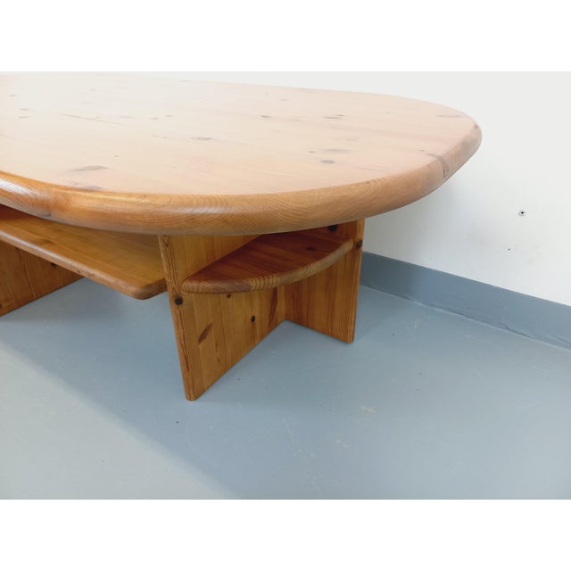 Vintage Rectangular Oval Modernist Coffee Table in Pine, 1970s For Sale - Image 14 of 18