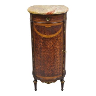 French Louis XVI Style Marble Top Lingerie Chest Pedestal Cabinet With Drawers For Sale