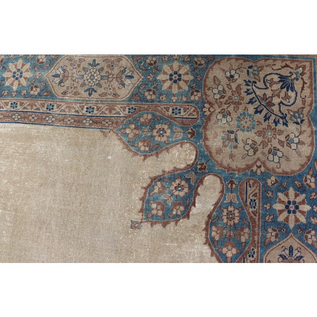 Large Antique Amritsar Rug in Taupe, Brown and Blue 12' X 15' For Sale - Image 9 of 12
