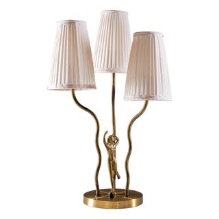 Swedish Art Deco Table Lamp in Brass, 1940s For Sale