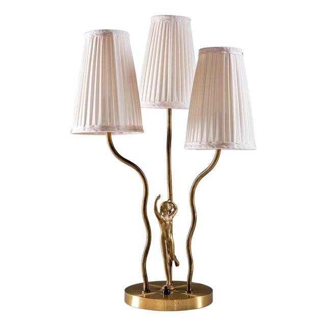 Swedish Art Deco Table Lamp in Brass, 1940s For Sale