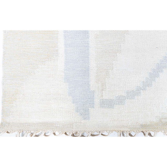 Blue Doris Leslie Blau Vintage Swedish Light Beige Flatweave Rug By Ingegerd Silow For Sale - Image 8 of 11