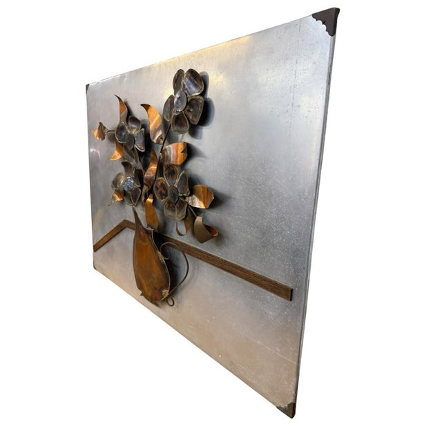Mid-Century Modern MCM Alex Kovacs Metal Brutalist Floral Wall Art Signed 1977 - 45” X 32.5” For Sale - Image 3 of 7