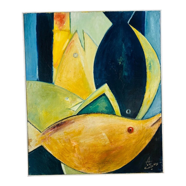 Fine Vintage Abstract Oil on Canvas For Sale