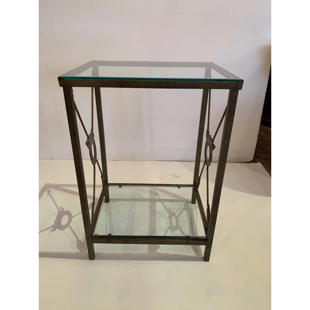 Iron & Glass Neoclassical Style End Table With Arrow Motife For Sale - Image 10 of 13