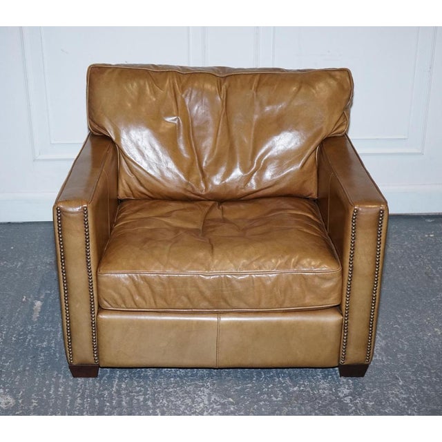 Tan Leather Armchairs by Timothy Oulton Viscount For Sale - Image 6 of 18